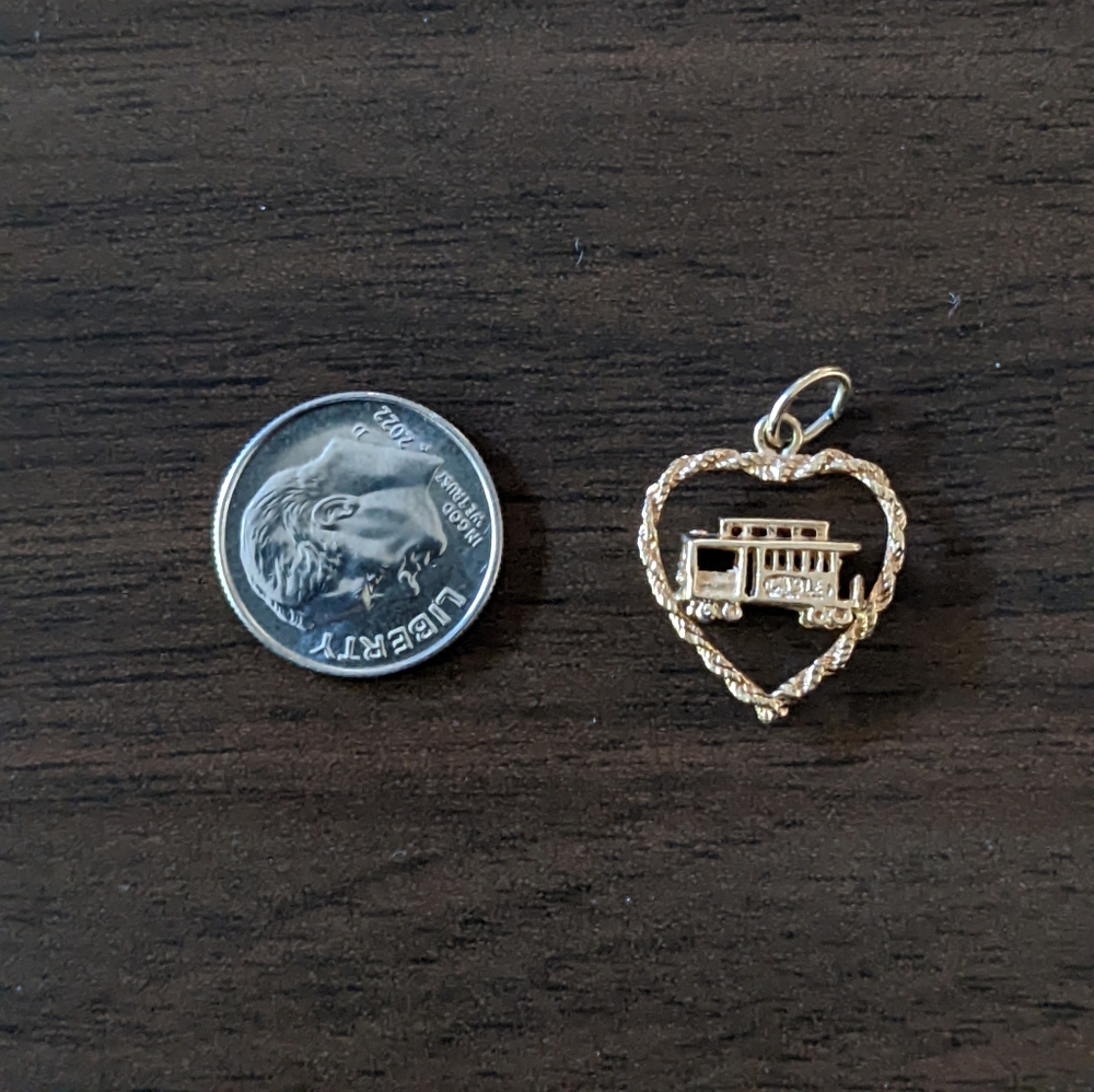 14k cable car charm